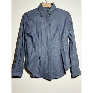 Rosetta Getty LN Heathered Blue 100% Cashmere Button Down Fitted Shirt Size 6